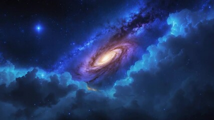Beautiful blue galaxy backdrop - Powered by Adobe