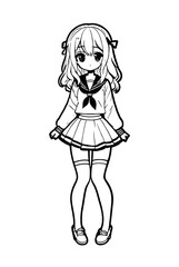 Drawn anime coloring pages illustration	