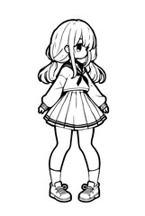 Drawn anime coloring pages illustration	