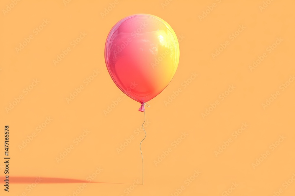 Aufkleber bright pink and orange balloon floats against a vibrant yellow background creating a playful atmosph