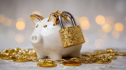 Locked metal safe filled with golden coins representing financial security and confidentiality, wealth protection and investment concept.	