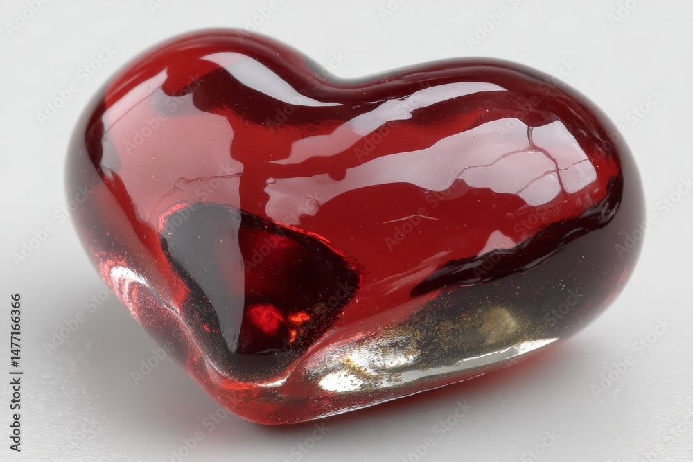 Aufkleber heart-shaped red crystal displayed elegantly on a neutral surface during a bright, well-lit setting