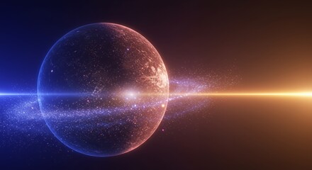 Obraz premium Abstract Glowing Sphere with Light Streak in Blue and Orange