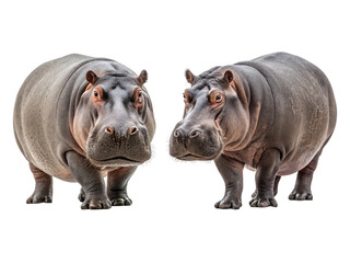 hippopotamus (whole body) view from different angles, transparent background
