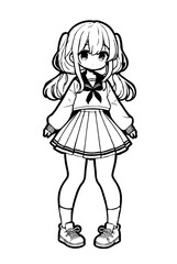 Drawn anime coloring pages illustration	