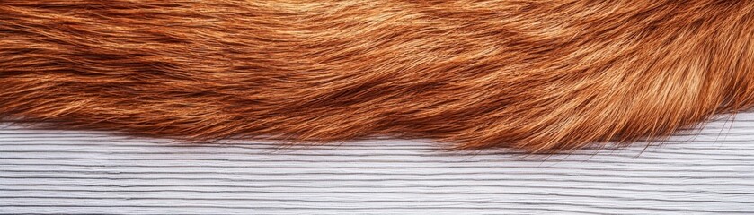 Naklejka premium A close-up of orange animal fur resting on a white wooden surface.