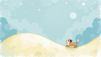 Majestic canine companion on a hilltop under starry night sky dog