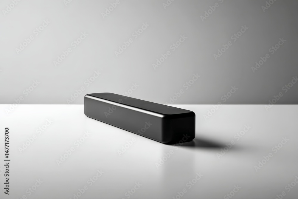Aufkleber Minimalist black rectangular object resting on a white surface in a well-lit environment