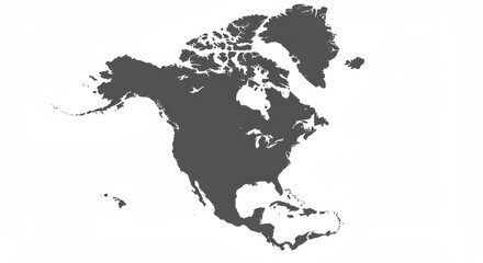 Obraz premium North America Map Illustration Gray on White Background