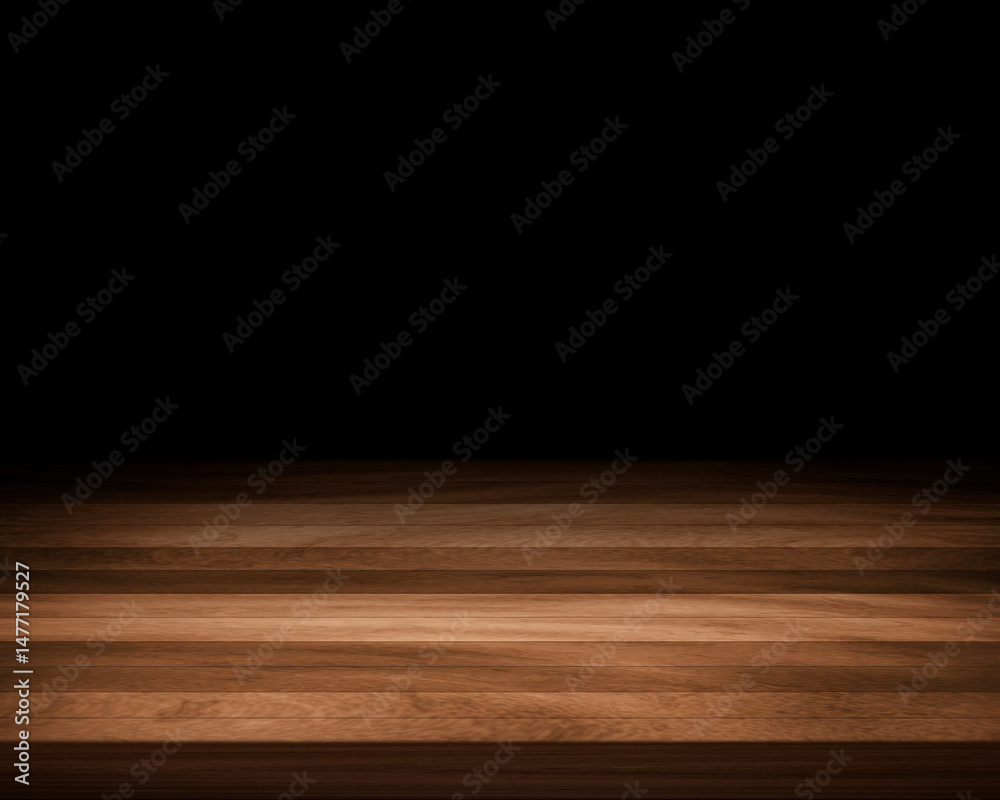 Wall mural empty wooden table on dark background empty space for display your products