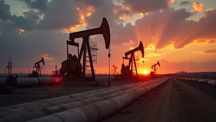 Oil equipment under the sunset