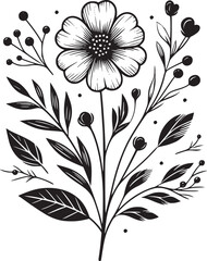 Line drawing of various flowers vector, clipart, transparent, png, element
