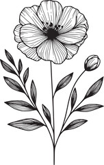 Fototapeta premium Adobe Illustrator ArtworkLine drawing of various flowers vector, clipart, transparent, png, element