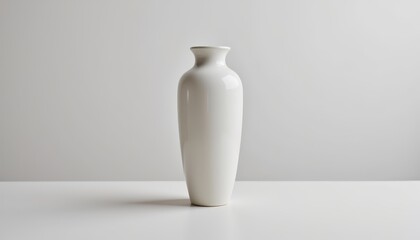 Elegant simplicity, a study of white vase on pristine white table in minimalist style