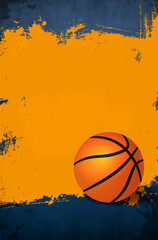 Grungy scratchy dynamic basketball background with ball - obrazy, fototapety, plakaty