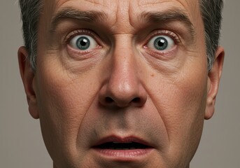 Obraz premium Surprise wide eyes, Astonishment expression, Wonderment portrait, Realistic human face, Emotional reaction, Curious gaze