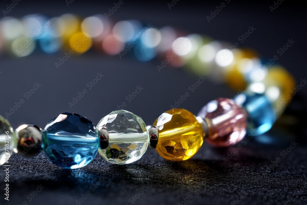 Aufkleber Colorful beads arranged in a delicate pattern showcase intricate craftsmanship and creative design in a close-up setting
