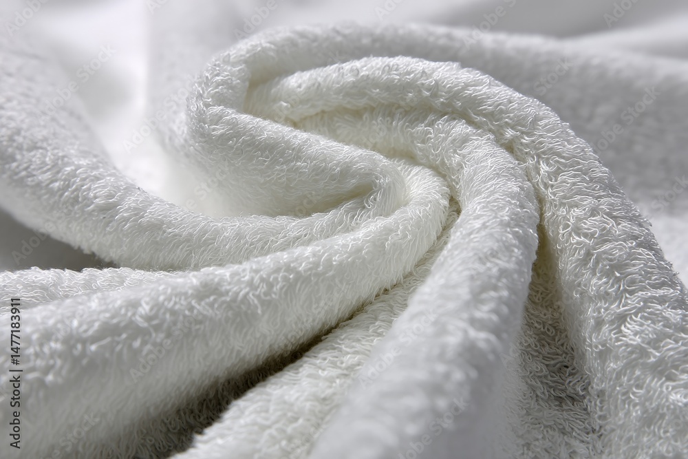 Aufkleber Soft white towel with plush texture displayed in a close-up view