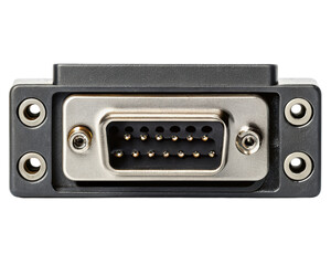 Fototapeta premium Close-up view of a multi-pin electrical connector used in devices on a transparent background