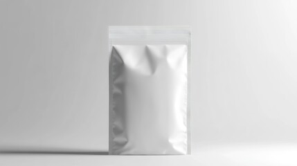 Blank white food packaging pouch mockup template isolated on white background studio shot