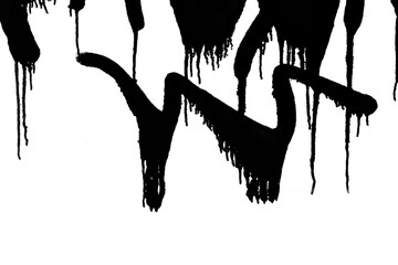 Obraz premium black color flow liquid painting background. painted wall backdrop. Abstract dark color surface background. Paint smear brush stroke stain horizontal, texture. isolated on white Illustration