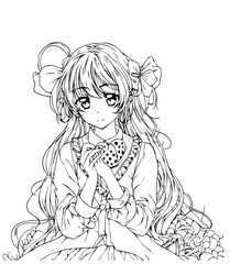 Drawn anime coloring pages illustration	