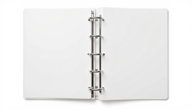 Elegant white book with metal ring, perfect for notes, journaling, and creative inspiration