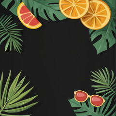 simple summer banner on a black background