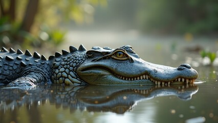Obraz premium Close up image of crocodiles in water