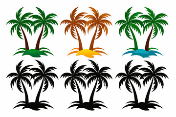 Obraz premium Exotic Palm Tree Silhouette Logo 