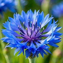 Obraz premium blue flower on a green background