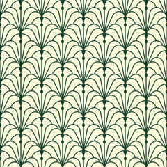 Vintage Art Deco Seamless Pattern. Geometric decorative with abstract elements. Retro background. Beige and green background