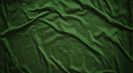 Deep emerald green fabric draped in soft folds.  Close up view of the texture