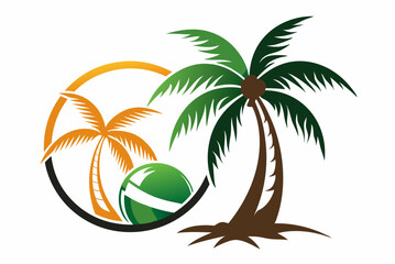 Fototapeta premium Coconut Palm Silhouette Logo Art