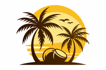Coconut Palm Silhouette Logo Art
