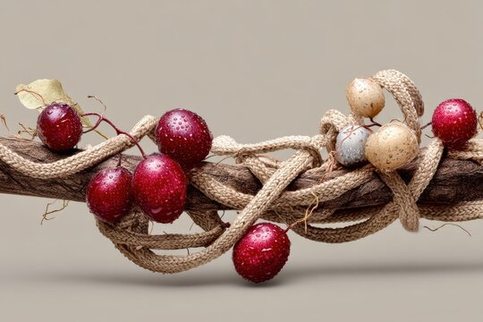 A wreath made of grapes and leaves