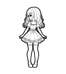 Drawn anime coloring pages illustration	