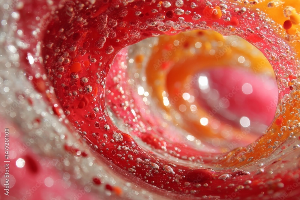 Poster Swirling colors and bubbles create a mesmerizing abstract view capturing vibrant patterns and textures