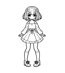 Drawn anime coloring pages illustration	