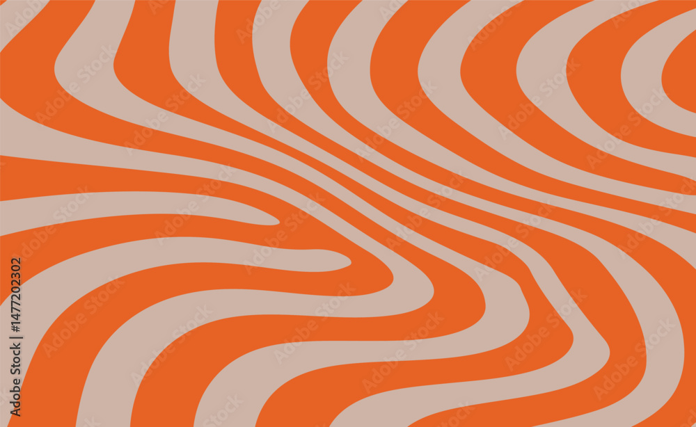 Poster wavy orange and beige stripes create a dynamic, abstract pattern. the vector illustration gives a mo