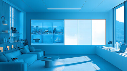 Captivating brochure for a virtual reality therapy program uses immersive visuals with large blank sections for program details blending futuristic tech with healthcare