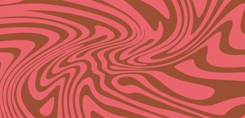 Retro abstract vector pattern featuring organic, wavy brown and pink shapes. The fluid, groovy design is perfect for backgrounds, posters, and projects with a psychedelic or vintage style.