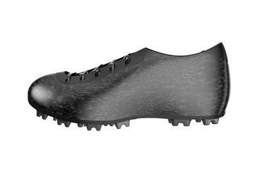 CONCEPT INNOVATION OF FULL Forged Carbon Composite SHOES SPORT, Modern Black Football Boot for Optimal Grip Lacing and Cleat Pattern, TRAIL RUNNING TRAINER SHOES SNEAKER on a PNG Transparent