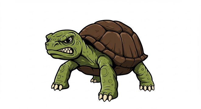 Angry Green Cartoon Turtle Pixel Art Illustration