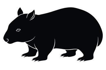 Silhouette Illustration of a Standing Wombat, a Marsupial Native to Australia