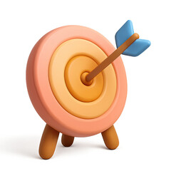 Pastel Orange and Pink 3D Target with Blue Arrow
