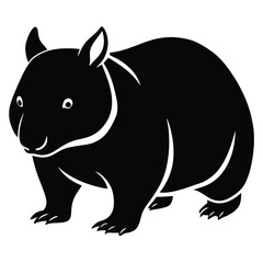 Stylized Black Wombat Illustration with Soft Contours Depicting Wildlife from Australia