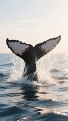 Naklejka premium Humpback Whale Tail Fluke Emerging from the Ocean