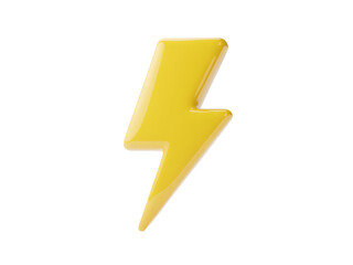 Glossy yellow lightning bolt symbol on black and white background for electrical energy concepts