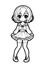 Drawn anime coloring pages illustration	